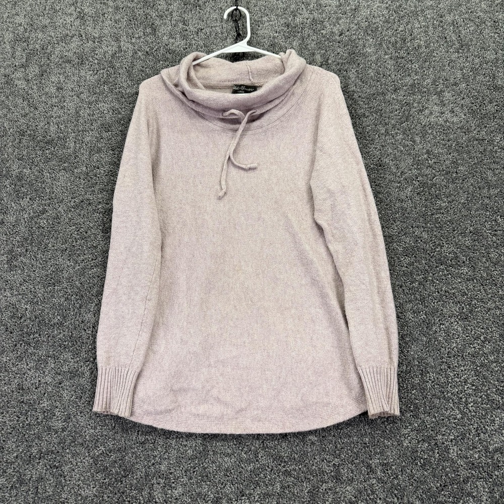 Eddie Bauer Sweater Womens Large Pink Cowl Neck Lounge Knit Pullover Casual